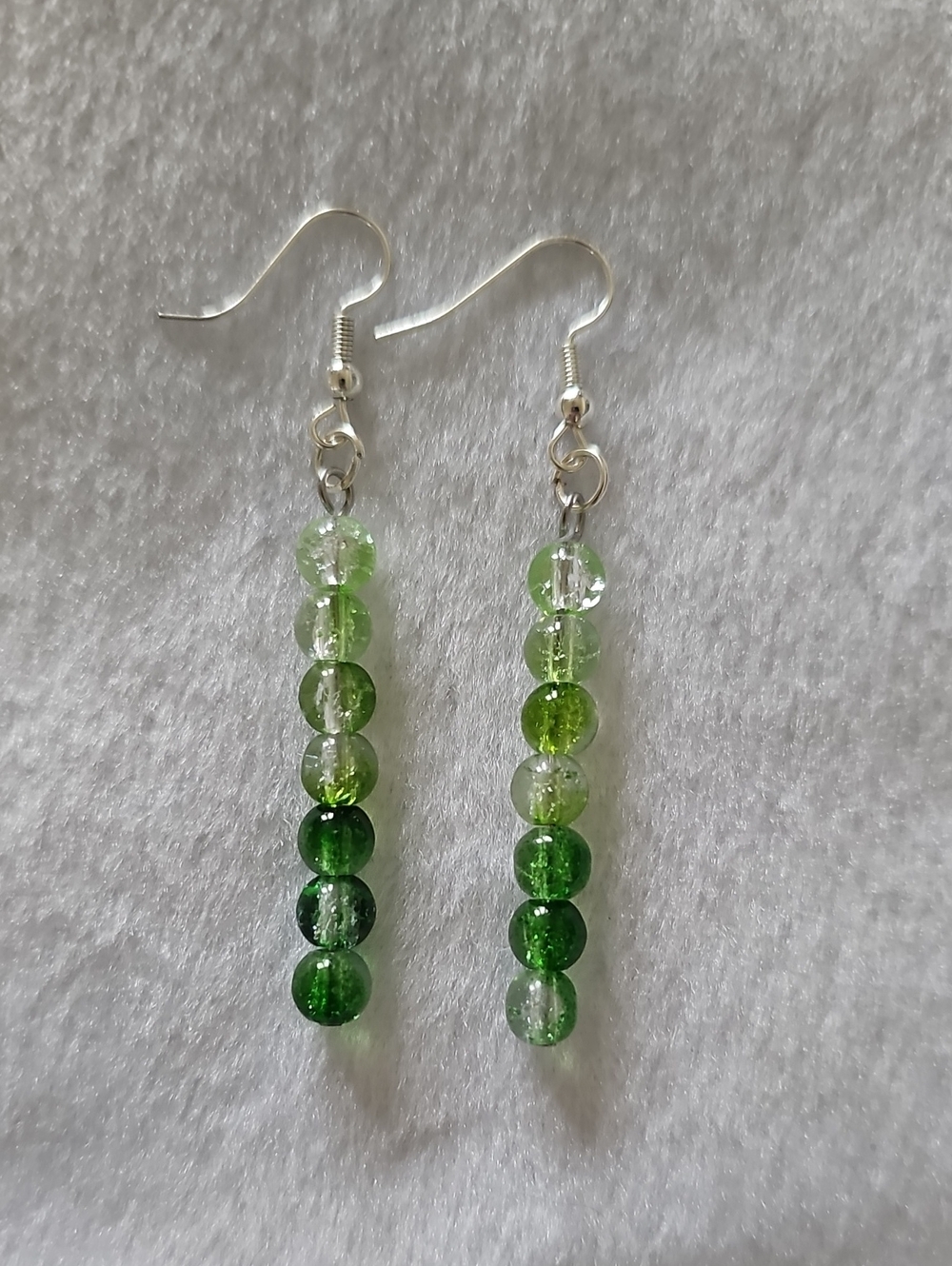 Green Gradient Glass Crackle Bead Drop Earrings